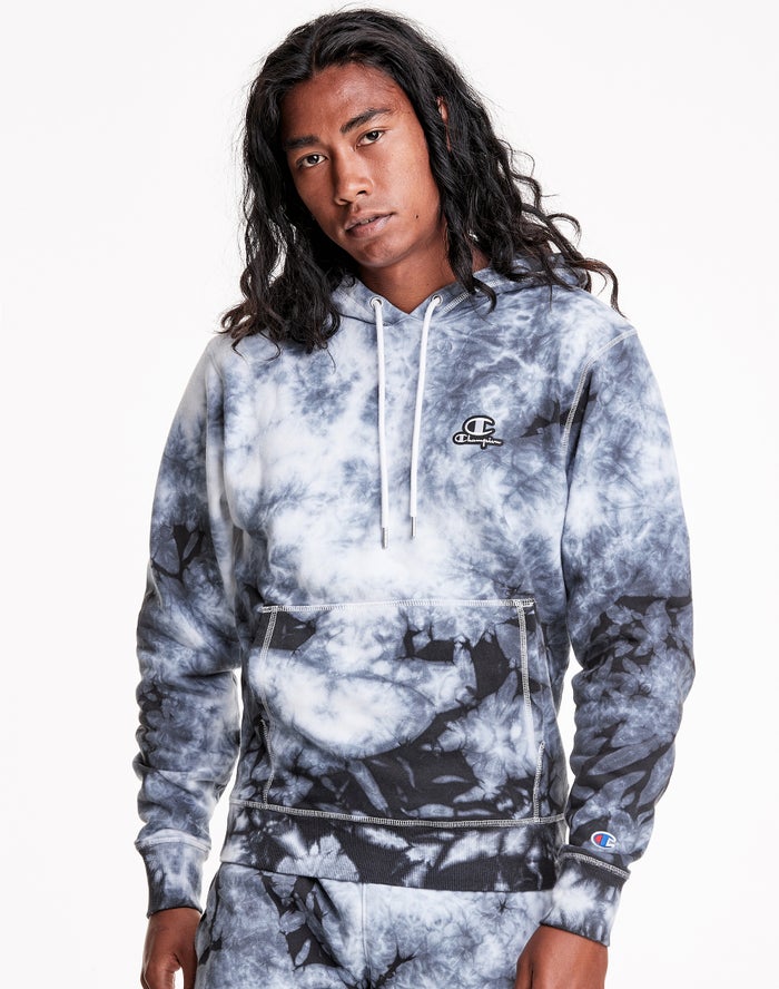 Champion Galaxy Dye Embroidered C & Script Applique Hoodie Heren - Wit/Zwart - Belgie 3781AZTHP